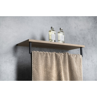 SKA polička na uteráky s hrazdou 600x250mm, dub/čierna mat SKA385B