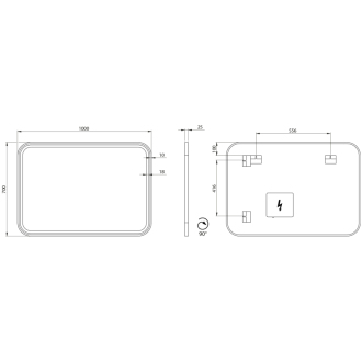 CETIS zrkadlo s LED osvetlením 100x70cm, čierna mat CT100