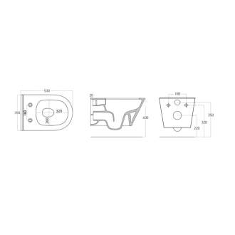 Závesné WC AVVA Rimless s podomietkovou nádržkou a tlačidlom, čierna mat 100314-110-SET5