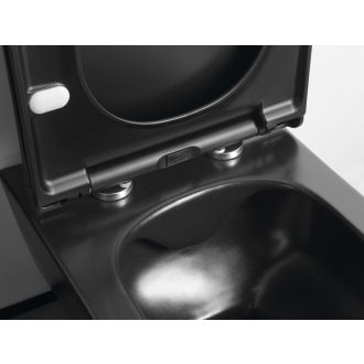 Závesné WC AVVA Rimless s podomietkovou nádržkou a tlačidlom, čierna mat 100314-110-SET5