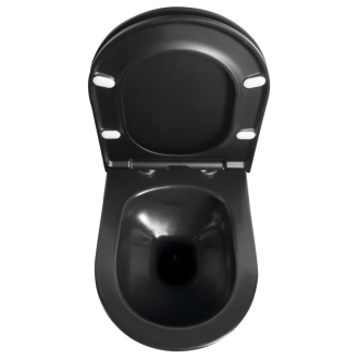 Závesné WC AVVA Rimless s podomietkovou nádržkou a tlačidlom, čierna mat 100314-110-SET5