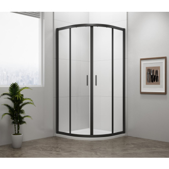EASY BLACK štvrťkruhová sprchová zástena 900x900mm, L/R, číre sklo