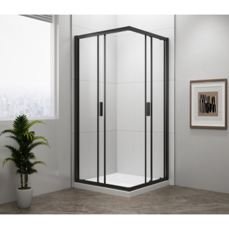 EASY BLACK štvorcová sprchová zástena 900x900mm, číre sklo