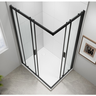 EASY BLACK obdĺžniková sprchová zástena 900x800mm, číre sklo
