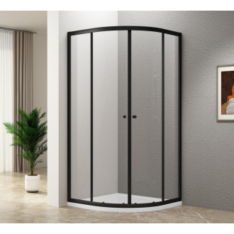 ARLETA BLACK štvrťkruhová sprchová zástena 800x800mm, číre sklo