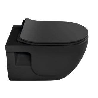 BRILLA závesná WC misa, Rimless, 36,5x53cm, čierna mat