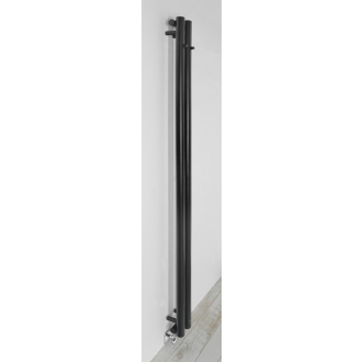 PILON vykurovacie teleso 122x1800mm, s dvoma háčikmi pre uterák, čierna mat