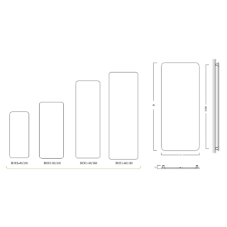 elektrický radiátor BIONIC 2, 380 x 950 mm, farba C. podľa vzorkovníka výrobcu RADBIO24010.
