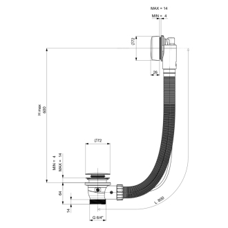 MARBLE vaňová súprava, bovden, dĺžka 800mm, čierna mat 11042.21
