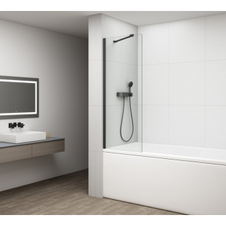 FISA vaňová zástena 700x1500mm, čierna mat, číre sklo FS1072-B