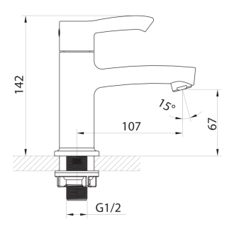 SMALL stojankový umývadlový ventil 1/2&quot;, 142mm, chróm SM22