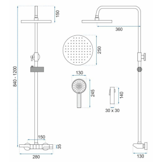 REA Savio sprchový set s termostatom, titán REA-P8412