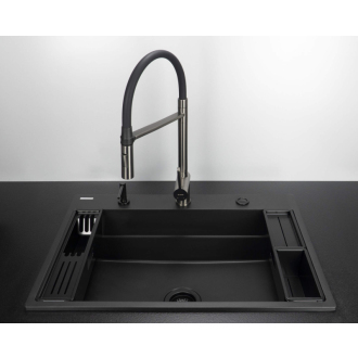 Deante Momi jedno-komorový granitový drez 760x520x220, 3,5&quot;&quot;, čierny ZRM_N10B