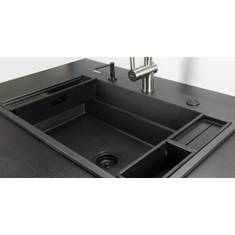 Deante Momi jedno-komorový granitový drez 760x520x220, 3,5&quot;&quot;, čierny ZRM_N10B