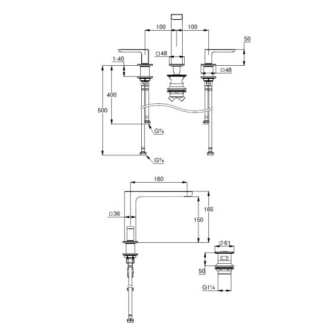 KLUDI-RENON 3-OTV. BATÉRIA PUSH OPEN BILY MAT 423935375