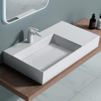 REA Archi umývadlo na dosku - konglomerát, 75cm, biela matná REA-U4300