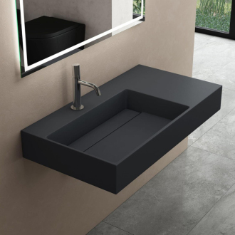REA Archi umývadlo na dosku - konglomerát, 75cm, šedá matná REA-U4303