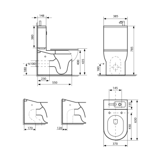 JALTA WC kombi s umývadlom Rimless, spodný/zadný odpad, biela PB103H
