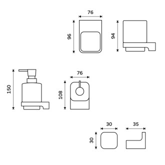 Nimco Nimco Maya čierna MAC set-31K-T-90 Sada kúpeľňových doplnkov MAC set-31K-T-90