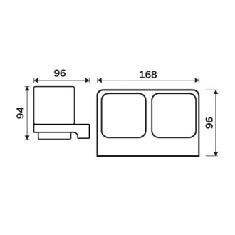 Nimco Nimco Maya čierna MAC 29058DK-90 Držiak na kefky s pohárikmi MAC 29058DK-90