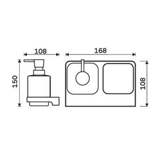 Nimco Nimco Maya čierna MAC 2905831C-T-90 Dávkovač s pohárikom na kefky MAC 2905831C-T-90