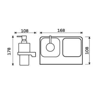 Nimco Nimco Maya čierna MAC 2905831H-T-90 Dávkovač s pohárikom na kefky MAC 2905831H-T-90