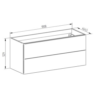 Aira, kúpeľňová skrinka 1008x528x465 mm, spodná, dub Halifax, push, 2 zásuvky CN742S