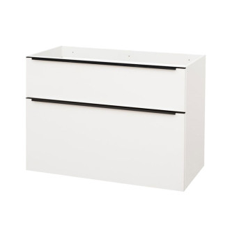Mailo, kúpeľňová skrinka 1005x700x476 mm, spodná, biela, lesklá, čierne madlo CN512SB