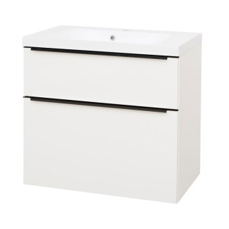 Mailo, kúpeľňová skrinka s umývadlom z liateho mram, 810x750x476 mm, biela,lesklá CN511MB