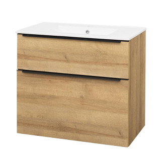 Mailo, kúpeľňová skrinka s umývadlom, 810x720x476 mm, dub Riviera, čierne madlo CN521B
