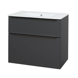 Mailo, kúpeľňová skrinka s umývadlom, 810x720x476mm, spodná, antracit, čierne madlo CN531B
