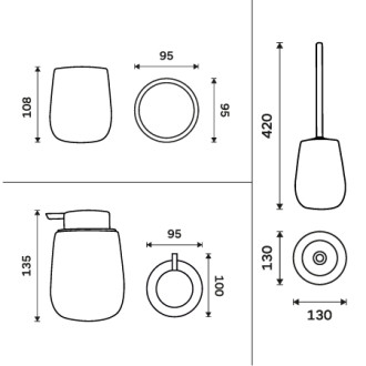 Nimco Nimco Tabo TA SET-07 Dávkovač, pohárik, WC kefa TA SET-07