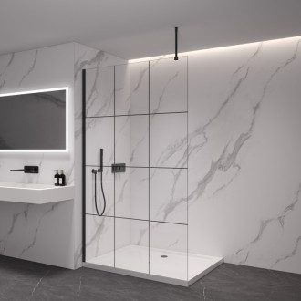 CERANO Sklo k sprchovým zástenám Industro L/P 8mm čierny rám/transparent sklo 130x200