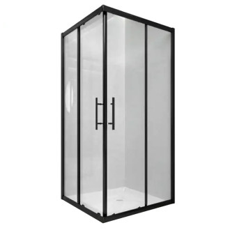 CERANO Sprchovací kút Fabrizio L/P + FastInstall čierna mat, transparent sklo 80x80 posuvný