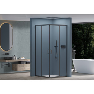 CERANO Sprchovací kút Fabrizio L/P + FastInstall čierna mat, transparent sklo 80x80 posuvný