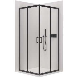 CERANO Sprchovací kút Fabrizio L/P + FastInstall čierna mat, transparent sklo 80x80 posuvný