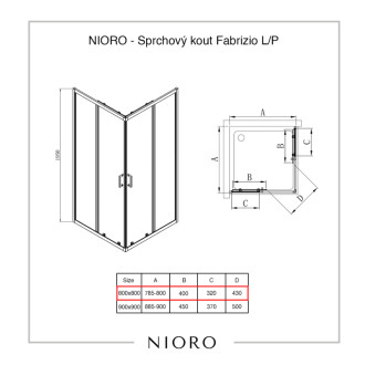CERANO Sprchovací kút Fabrizio L/P + FastInstall čierna mat, transparent sklo 80x80 posuvný