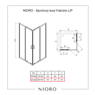CERANO Sprchovací kút Fabrizio L/P + FastInstall čierna mat, transparent sklo 90x90 posuvný