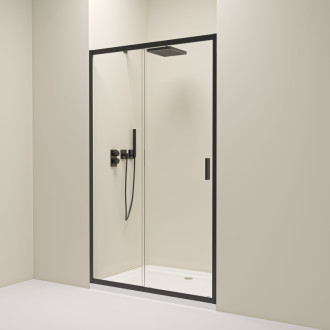 CERANO Sprchové posuvné dvere Varone LINE Ľ/P čierna mat, transparent sklo 130x195