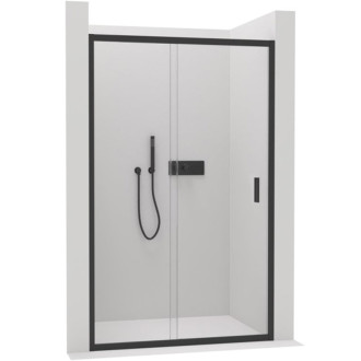 CERANO Sprchové posuvné dvere Varone LINE Ľ/P čierna mat, transparent sklo 90x195