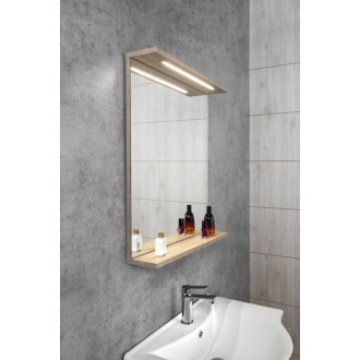 KORIN STRIP zrkadlo s LED osvetlením 60x70x12cm, dub platín KO990S