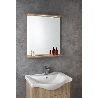 KORIN STRIP zrkadlo s LED osvetlením 60x70x12cm, dub platín KO990S