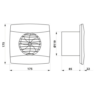 UC-12 kúpeľňový ventilátor axiálny, 12W, potrubie 120mm, biela