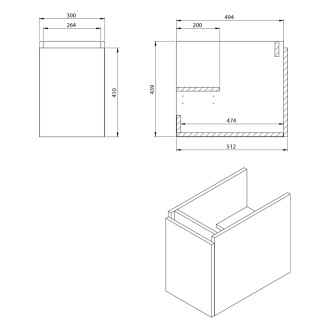 LOREA skrinka s umývadlom 121x46x51, 5cm (90+30), ľavá, biela mat LE090-3131-L-01