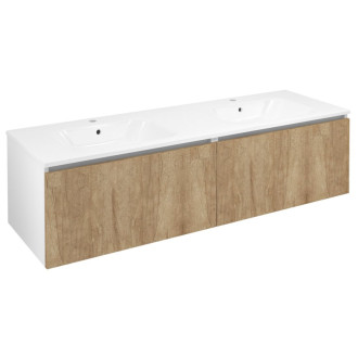 LOREA skrinka s dvojumývadlom 141x46x51, 5cm (70+70cm), dub alabama/biela mat LE070-2231-02