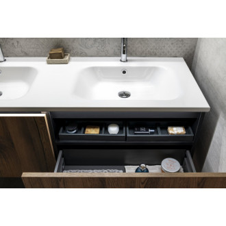 LOREA skrinka s dvojumývadlom 141x46x51, 5cm (70+70cm), dub alabama/biela mat LE070-2231-02
