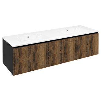 LOREA skrinka s dvojumývadlom 141x46x51, 5cm, dub collingwood/čierna mat LE070-1935-03