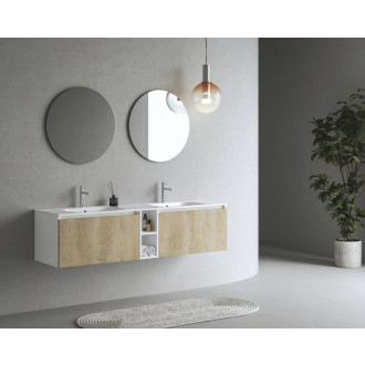 LOREA skrinka s dvojumývadlom 161x46x51, 5cm, dub alabama/biela mat LE070-2231-08