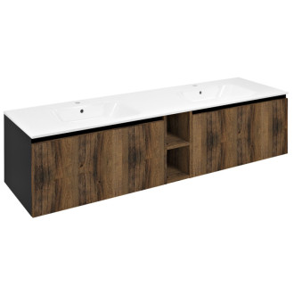 LOREA skrinka s dvojumývadlom 161x46x51, 5cm, dub collingwood/čierna mat LE070-1935-11