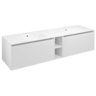 LOREA skrinka s dvojumývadlom 181x46x51, 5cm (80+20+80cm), biela mat LE080-3131-04